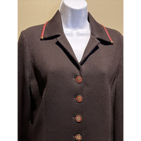 Vtg St John 2pc Skirt Suit Dk Brown Santana Knit Button Front Jacket Size 2 - Picture 3 of 15